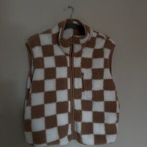 Checkered Sherpa Vest